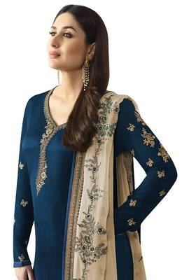 Blue resham embroidery georgette salwar 2