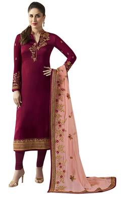Magenta resham embroidery georgette salwar 1