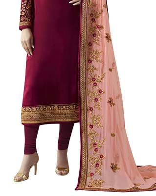 Magenta resham embroidery georgette salwar 2