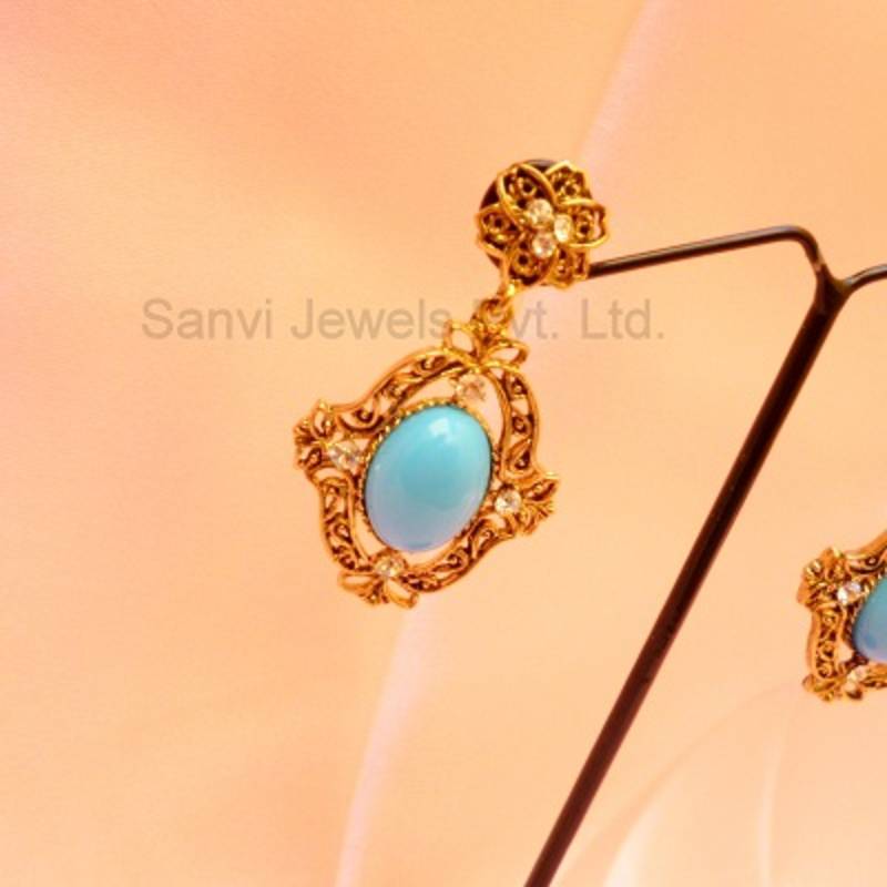 Turquoise Filigree Victorian Earrings