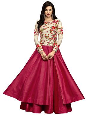 Pink Resham Embroidery Silk Salwar 1