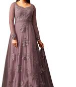 Purple Resham Embroidery Net Salwar
