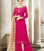 Dark magenta latest designer semi stitched georgette palazzo suit with dupatta