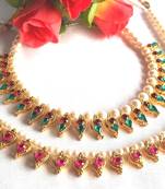 Multi Color with Pink Heart Pearl Necklace