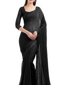 Black embroidered chiffon saree with blouse