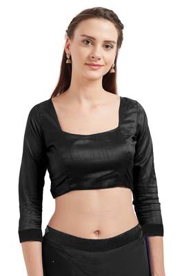 Black embroidered chiffon saree with blouse 4
