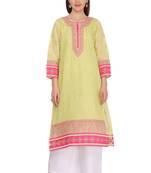 Green Embroidered Cotton Chikankari Kurti