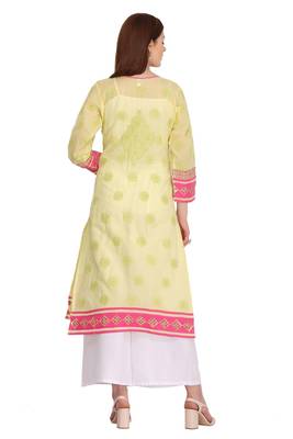 Green Embroidered Cotton Chikankari Kurti 2