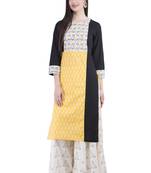 Yellow printed cotton kurti