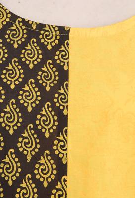 Yellow printed cotton kurti 5