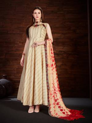 Beige hand embroidery silk salwar 1