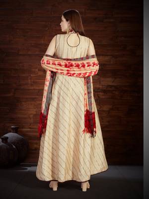 Beige hand embroidery silk salwar 2