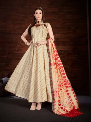 Beige hand embroidery silk salwar 3