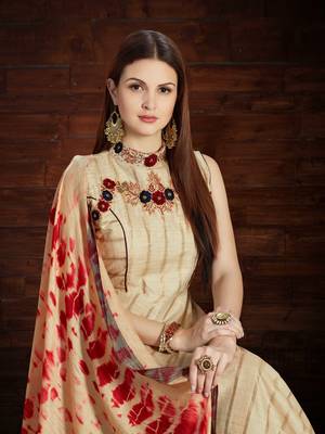 Beige hand embroidery silk salwar 4