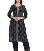 Black Embroidered Cotton Chikankari Kurti 