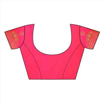 Pink printed bhagalpuri silk saree with blouse 4
