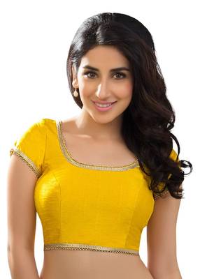 Yellow banglore silk unstiched blouse 1