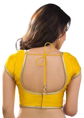Yellow banglore silk unstiched blouse 2