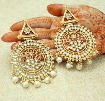Maroon kundan earrings 1