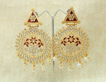 Maroon kundan earrings 2