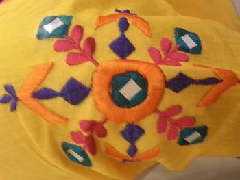 Yellow embroidered chanderi silk blouse 3