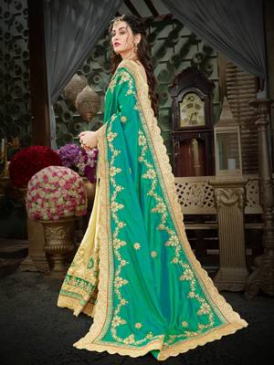 Manohari Green Embroidered Art Silk Saree with Blouse  2