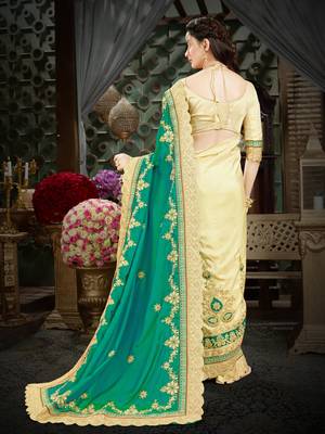 Manohari Green Embroidered Art Silk Saree with Blouse  3