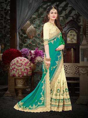 Manohari Green Embroidered Art Silk Saree with Blouse  4