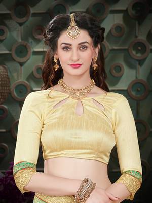 Manohari Green Embroidered Art Silk Saree with Blouse  5