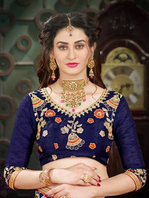 Manohari Orange Embroidered Georgette Saree with Blouse  5
