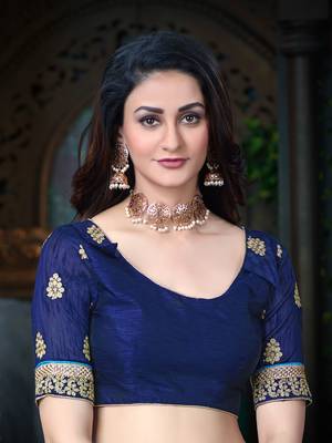 Manohari Blue Embroidered Georgette Saree with Blouse  5