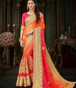 Manohari Orange Chiffon Saree with Blouse 