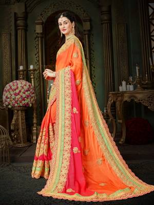 Orange Chiffon Saree With Blouse  2
