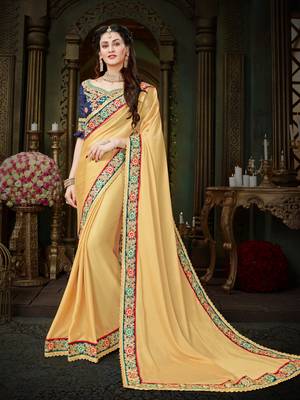 Manohari Beige Embroidered Georgette Saree with Blouse  1