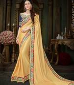 Manohari Beige Embroidered Georgette Saree with Blouse 