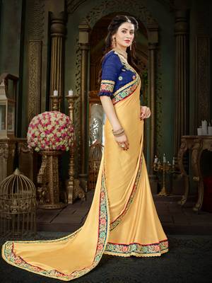 Manohari Beige Embroidered Georgette Saree with Blouse  4