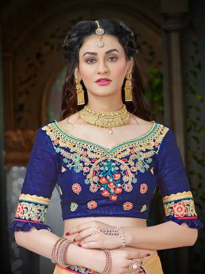 Manohari Beige Embroidered Georgette Saree with Blouse  5