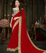 Manohari Maroon Embroidered Georgette Saree with Blouse 