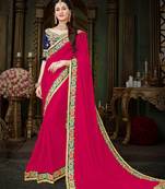 Manohari Pink Embroidered Georgette Saree with Blouse 