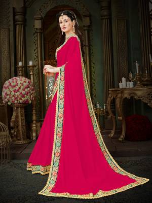 Manohari Pink Embroidered Georgette Saree with Blouse  2