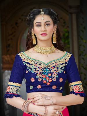 Manohari Pink Embroidered Georgette Saree with Blouse  5