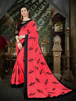 Manohari Magenta Embroidered Georgette Saree with Blouse  1