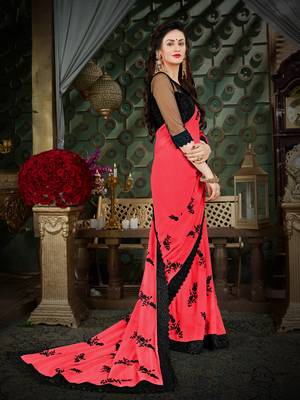 Manohari Magenta Embroidered Georgette Saree with Blouse  4