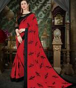 Manohari Red Embroidered Georgette Saree with Blouse 