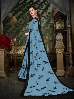 Manohari Grey Embroidered Georgette Saree with Blouse  2
