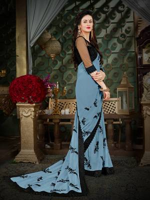 Manohari Grey Embroidered Georgette Saree with Blouse  4
