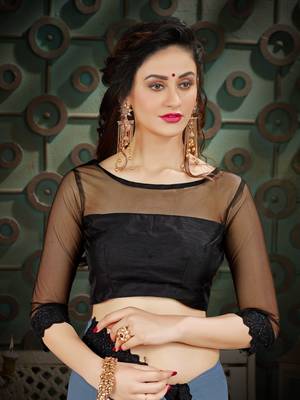 Manohari Grey Embroidered Georgette Saree with Blouse  5