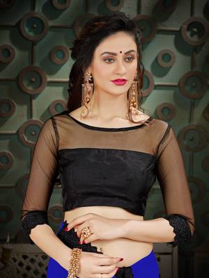 Manohari Blue Embroidered Georgette Saree with Blouse  5