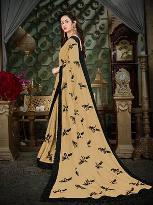 Manohari Beige Embroidered Georgette Saree with Blouse  2