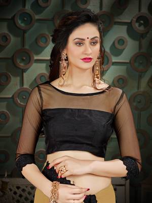 Manohari Beige Embroidered Georgette Saree with Blouse  5